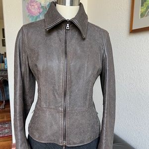 PRADA leather biker padded jacket, size Italian  44